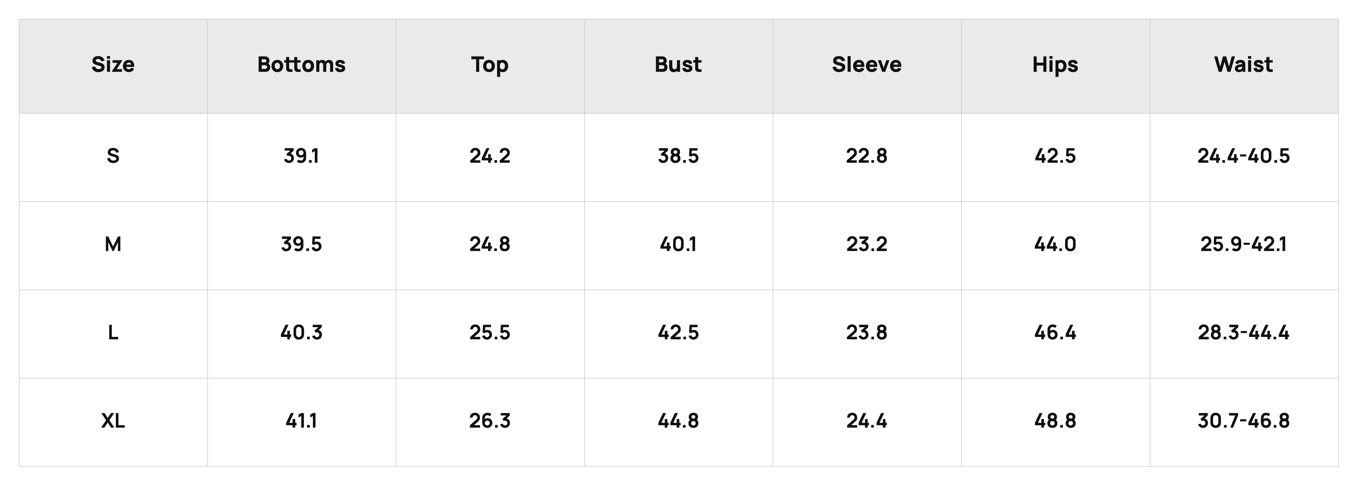 Size Chart