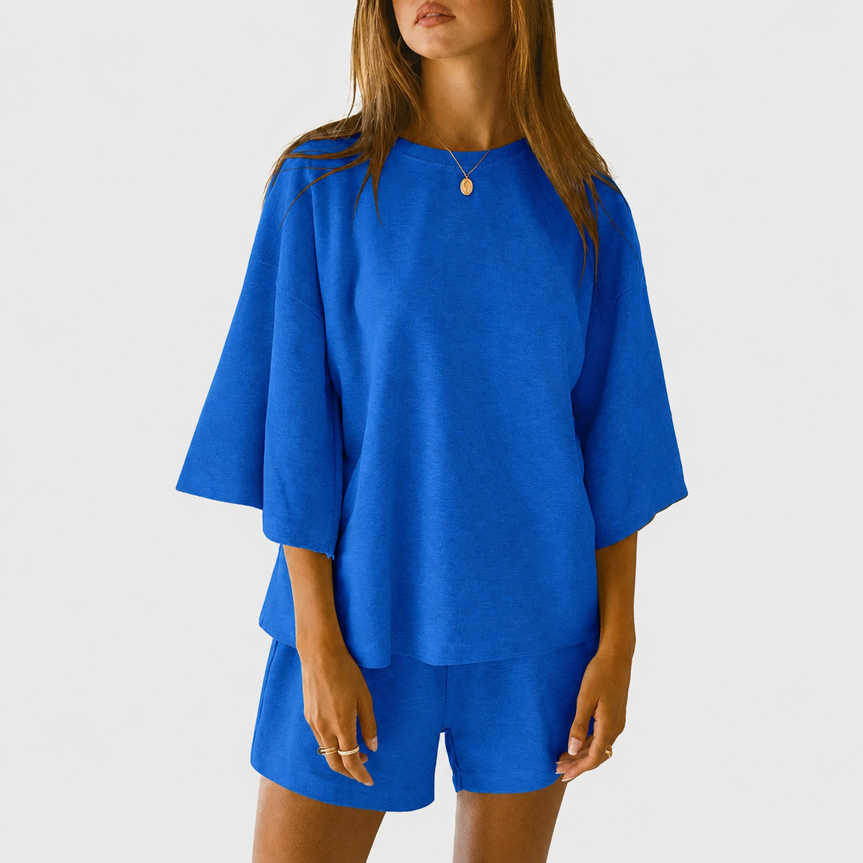 Casual 2 Piece Loungewear Tops And Shorts Set For Women