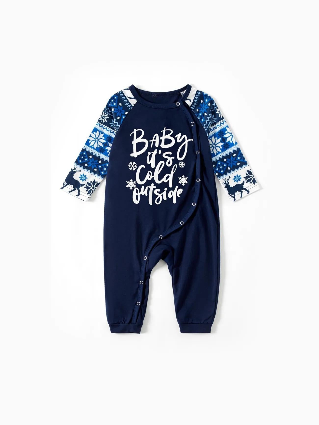 Mosaic Family Matching Letter Top Reindeer Pants Christmas Pajama Sets-Original Pajamas