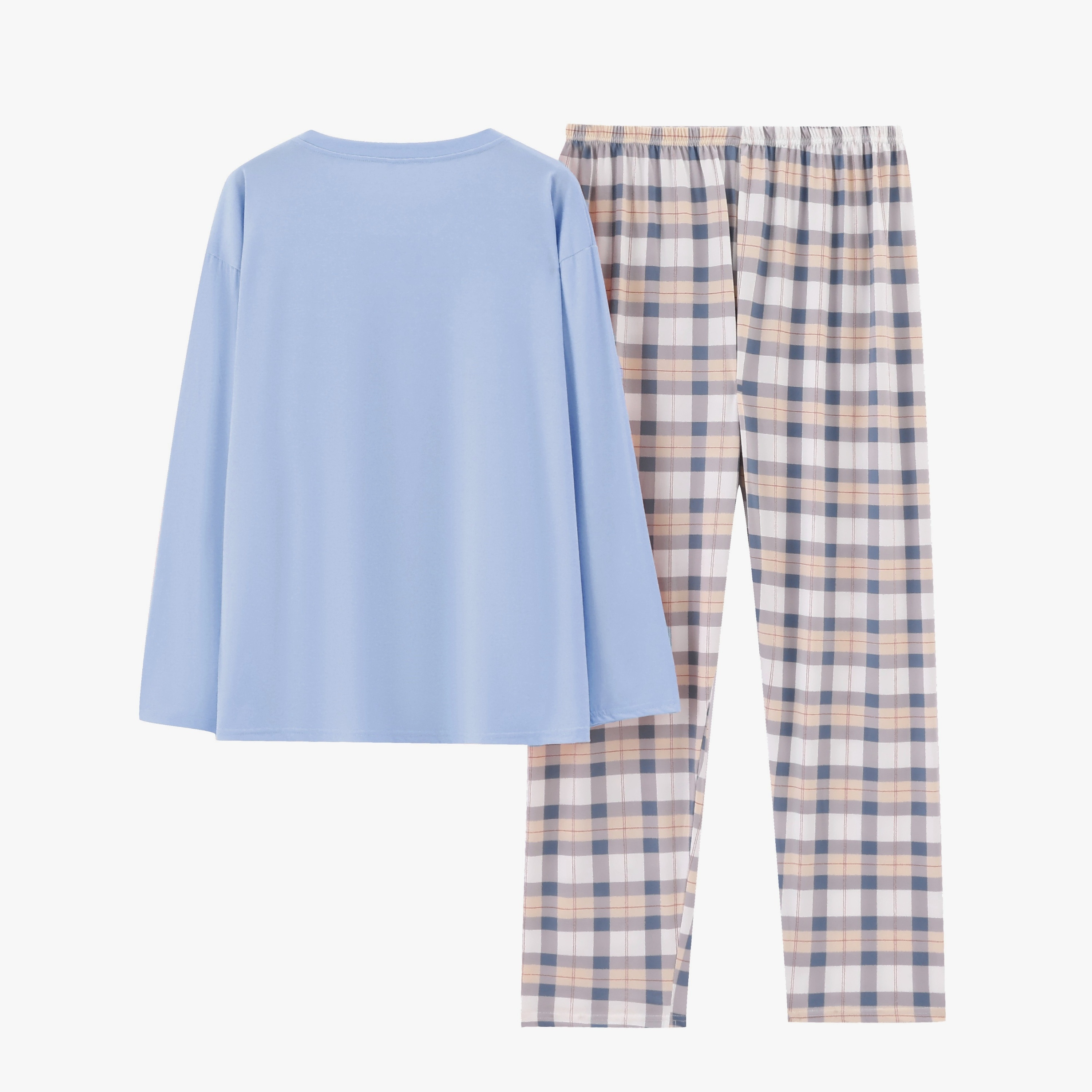 Comfortable Plaid Long Sleeve Pajama Set For Women