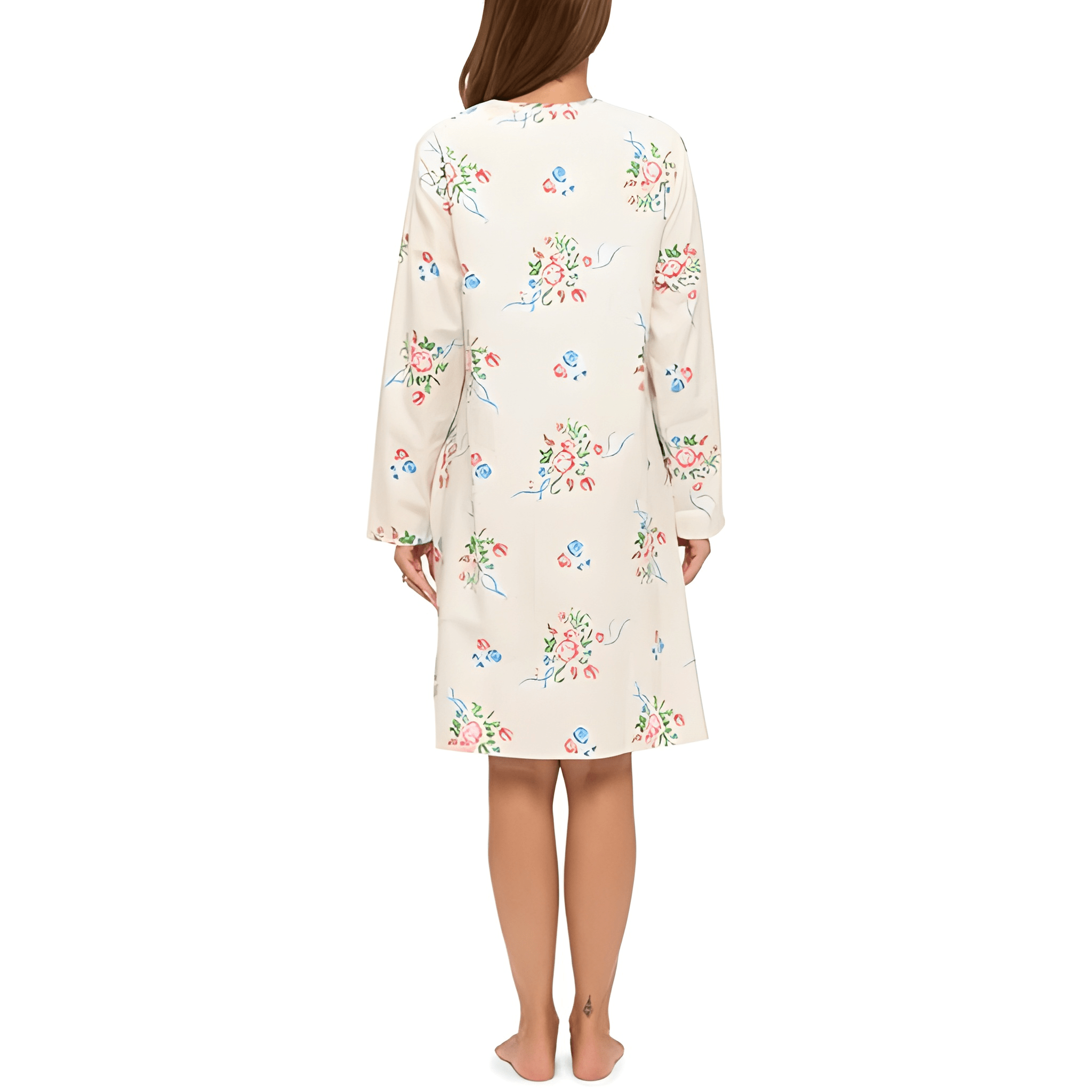 Long Sleeve Flannel Nightgown For Women With Casual Design