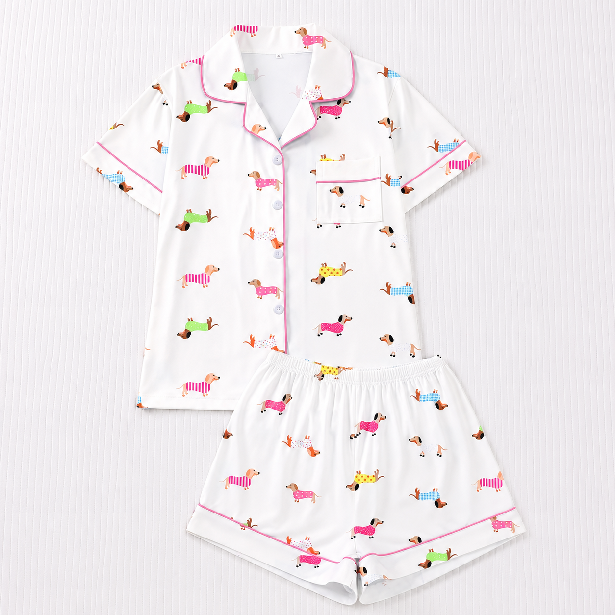 Casual Short Fitted Loungewear Sleepwear Set For Women