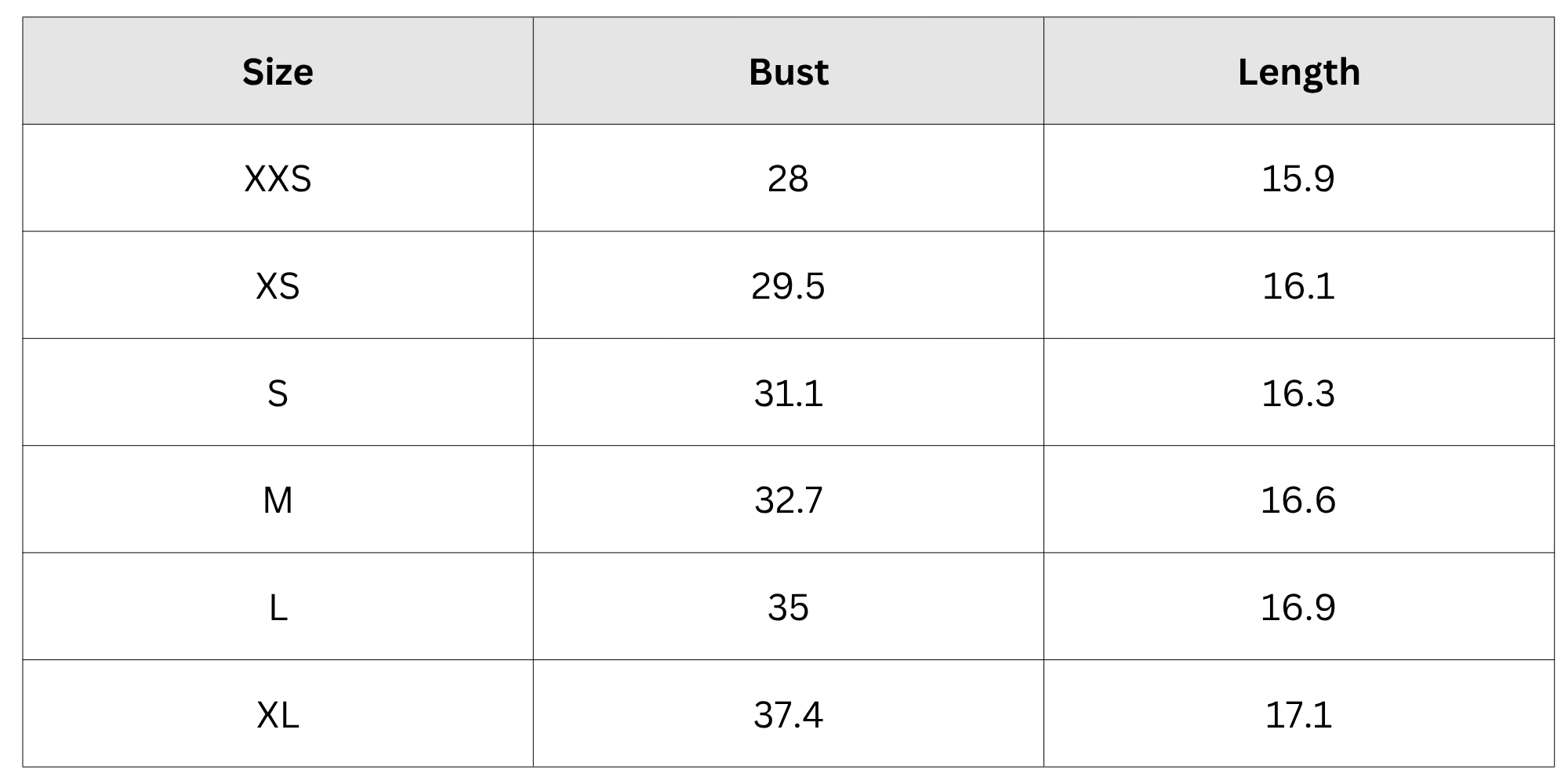 Size Chart