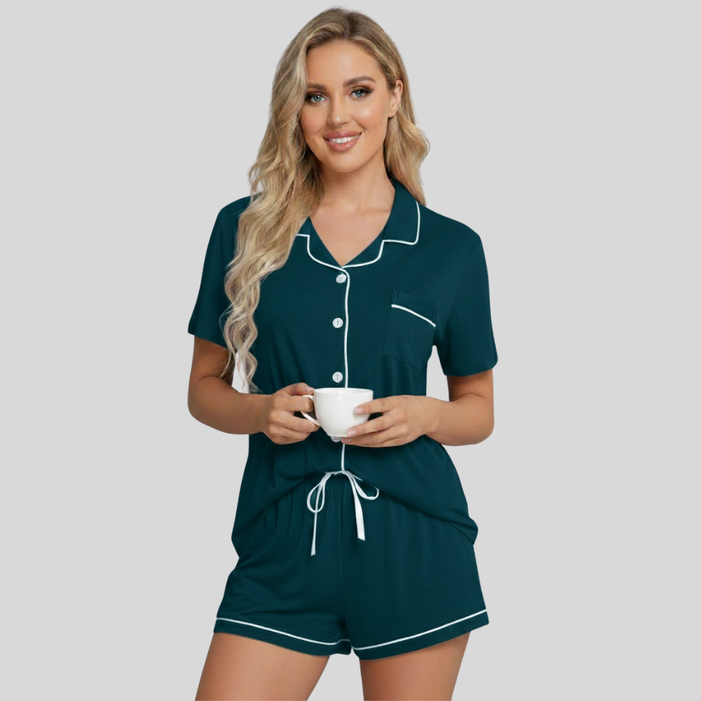 Button Down Short Sleeve Comfy Pajamas Set