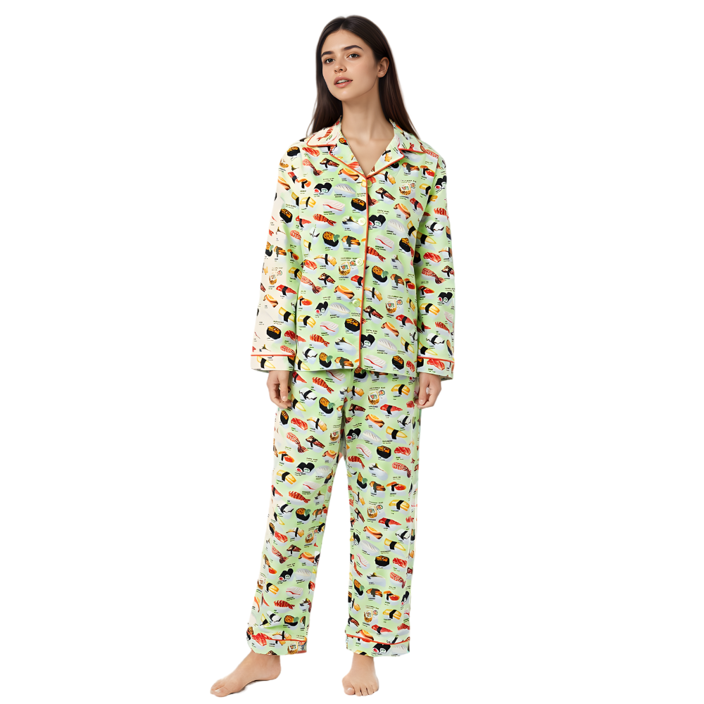 Vintage Christmas Flannel Pajama Set For Women
