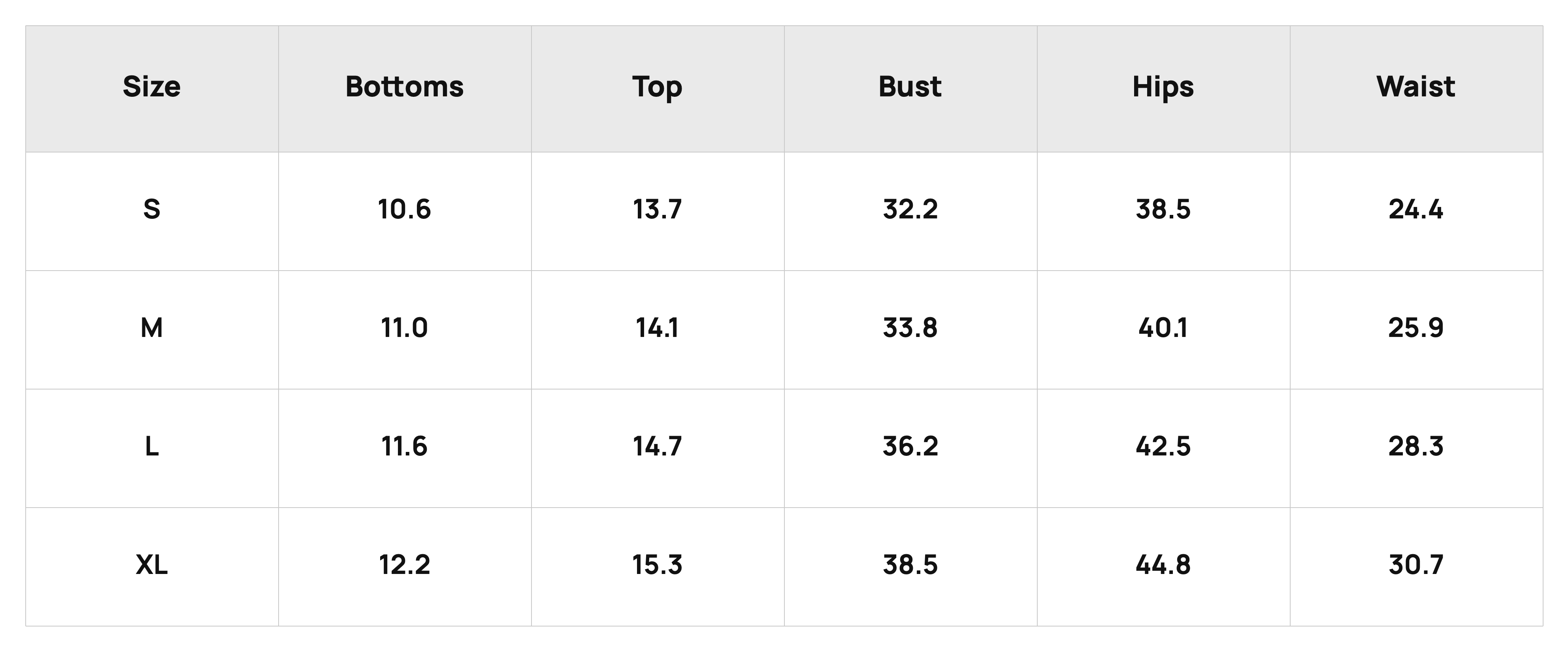 Size Chart