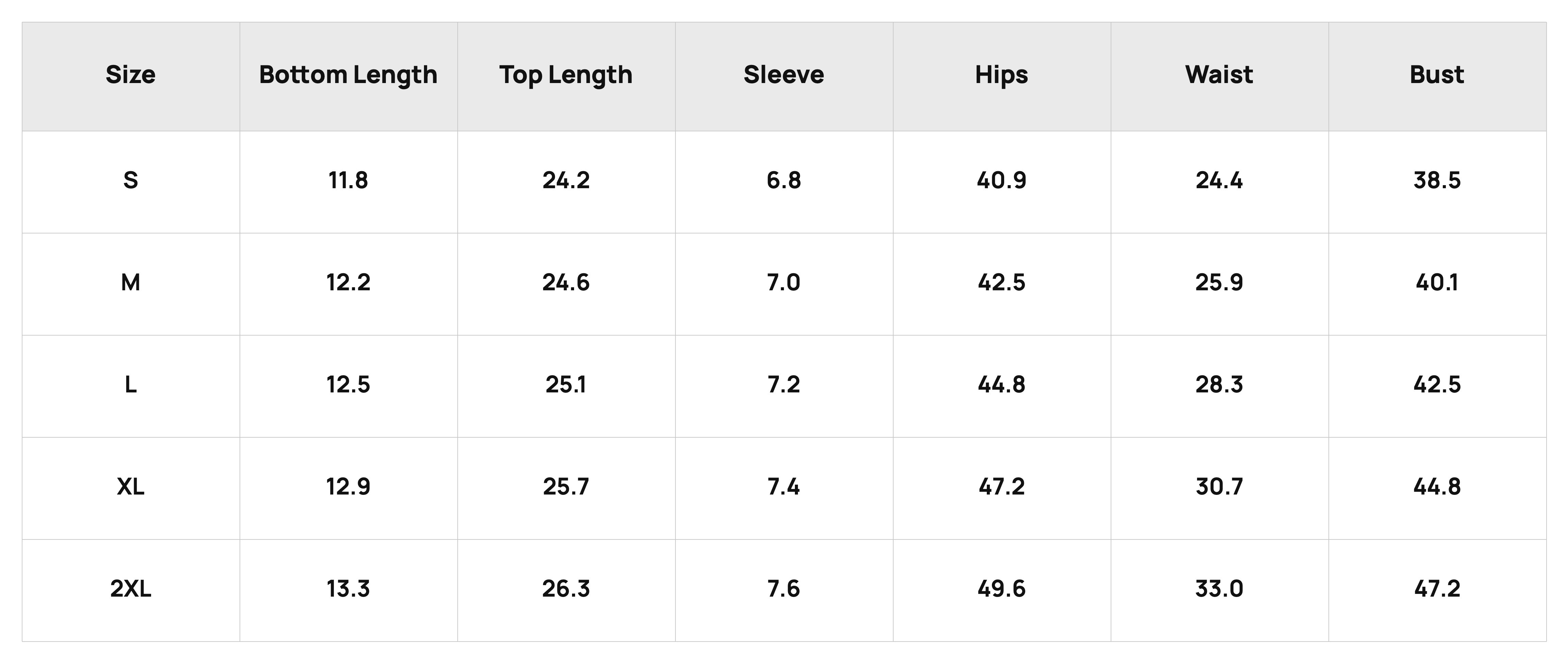 Size Chart