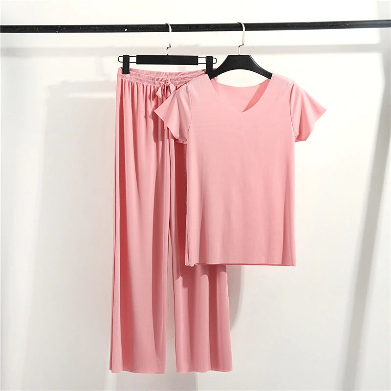 2 Pieces Set Summer Lounge Wear For Women-Original Pajamas