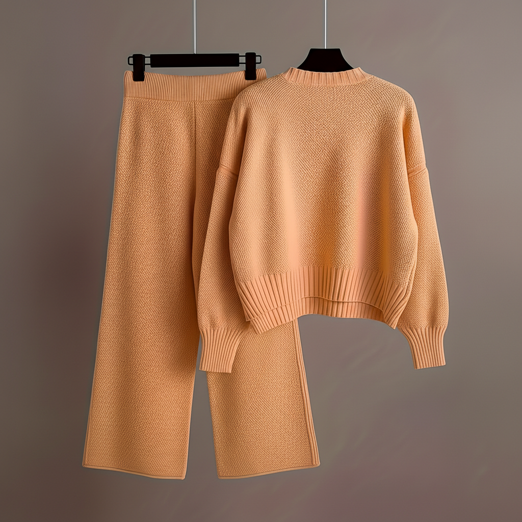 Seed Stitch Knit Sweater Pants Set
