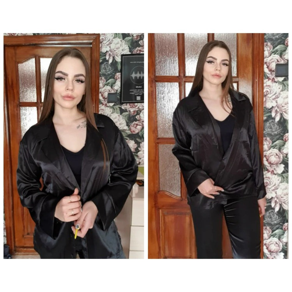 Women Long Sleeves Leg Pants Trouser Suits-Original Pajamas