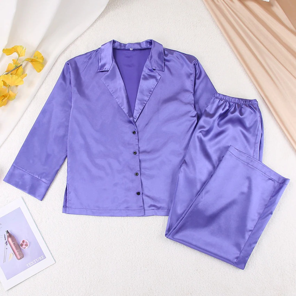 Women Long Sleeves Leg Pants Trouser Suits-Original Pajamas