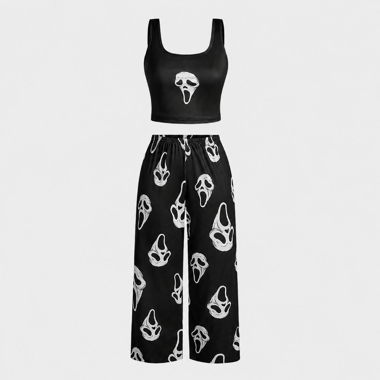 Halloween Graphic Print Tank Top And Long Pants Two Piece Pajama Set For Women