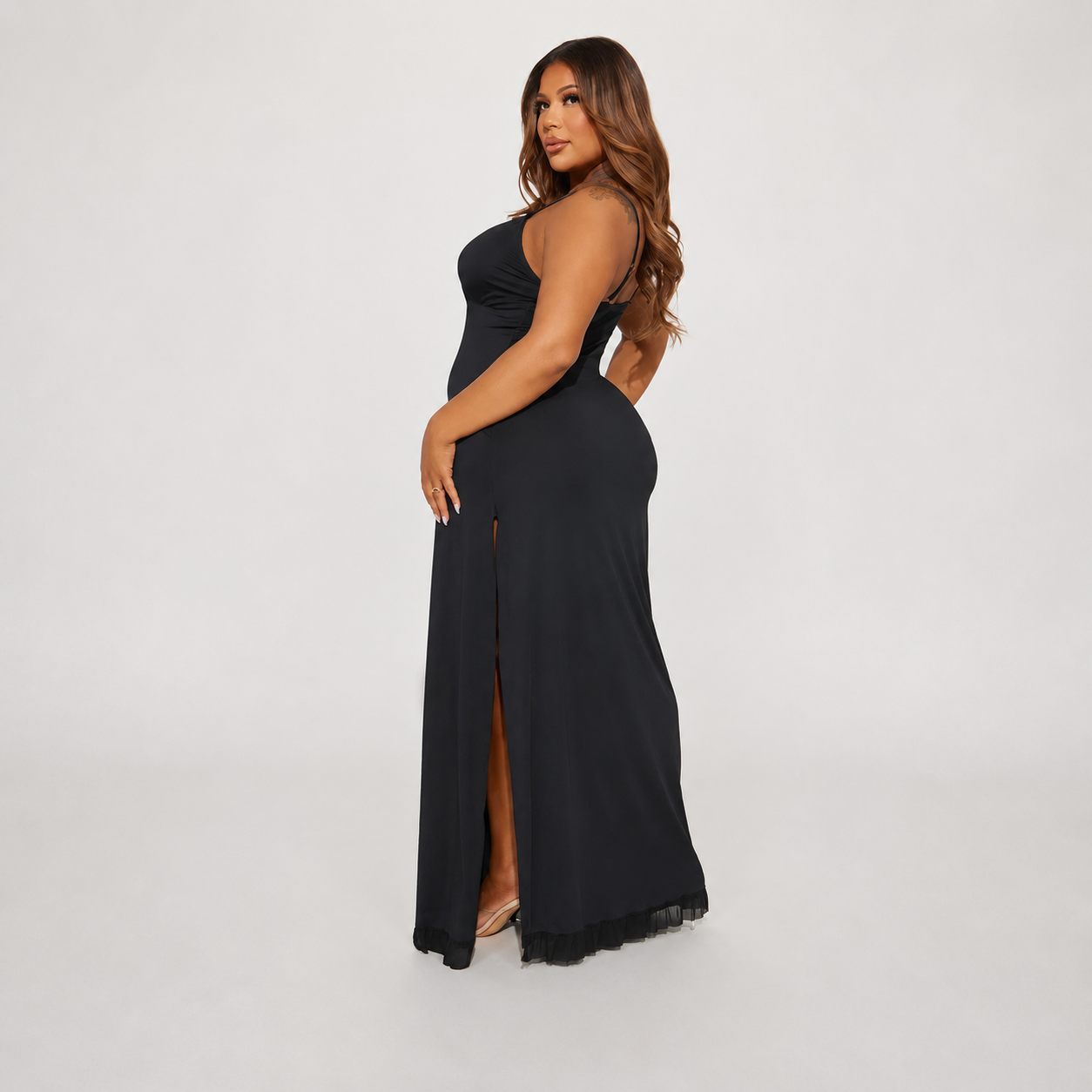 Sleeveless Lace Trim Maxi Nightgown For Women
