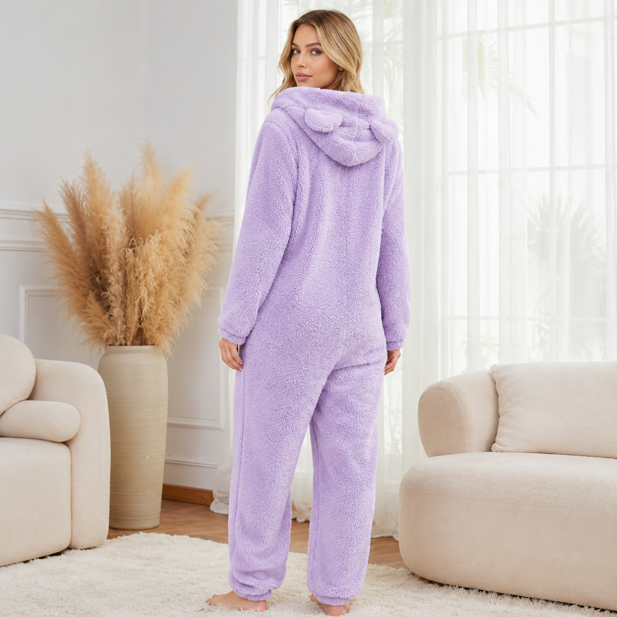 Cozy Fleece Winter Hooded Loungewear Pajamas For Women
