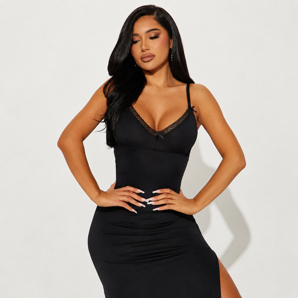Sleeveless Lace Trim Maxi Nightgown For Women