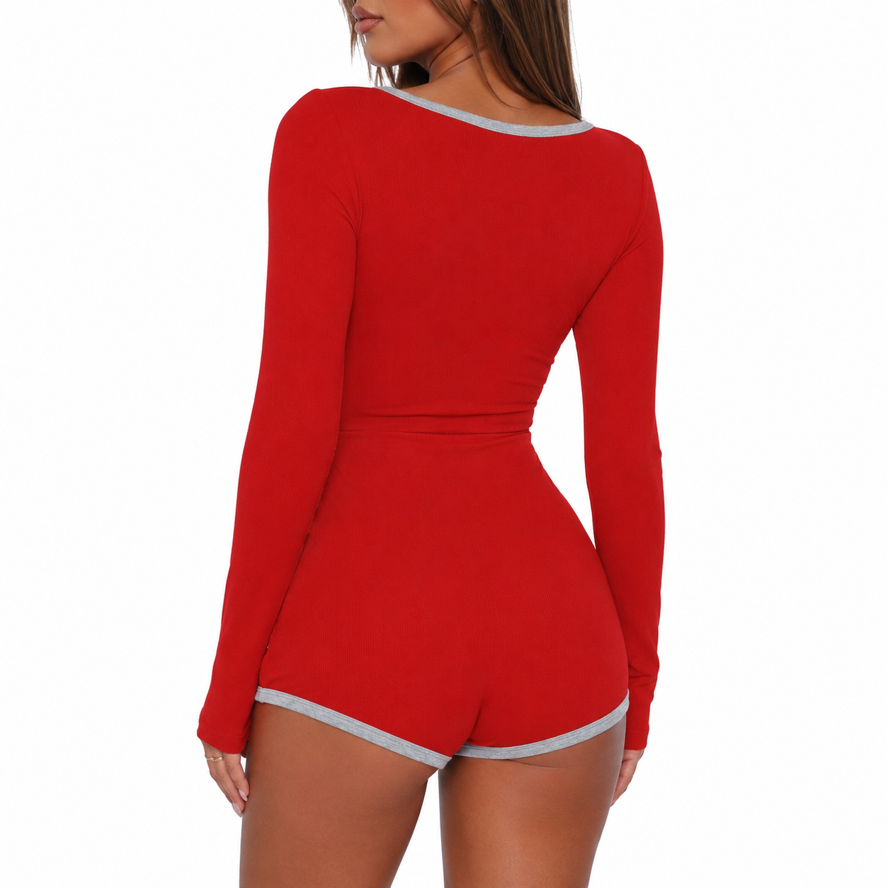 Soft Knit Long Sleeve One Piece Lounge Romper For Women