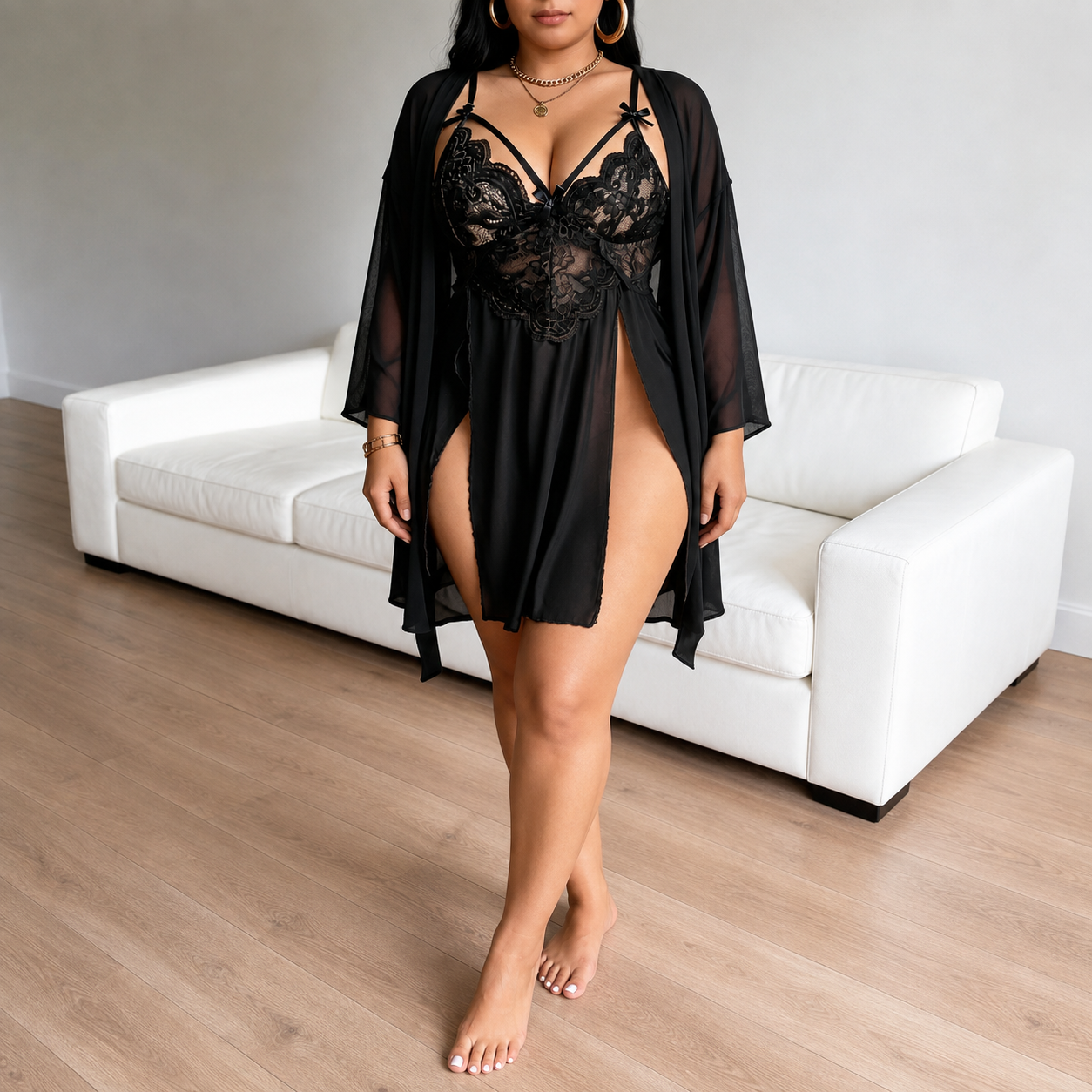 Adjustable Strap Lace Nightgown For Women