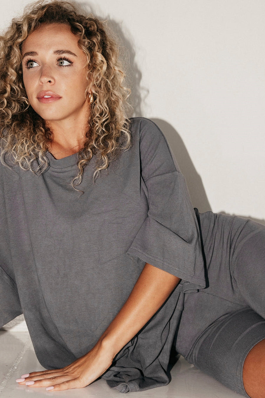 Oversized Tee And Biker Short Set-Original Pajamas