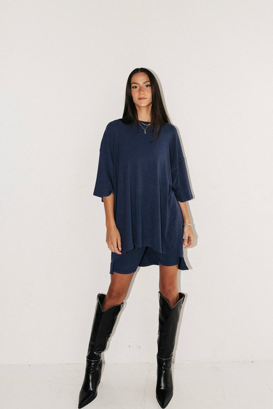 Oversized Tee And Biker Short Set-Original Pajamas