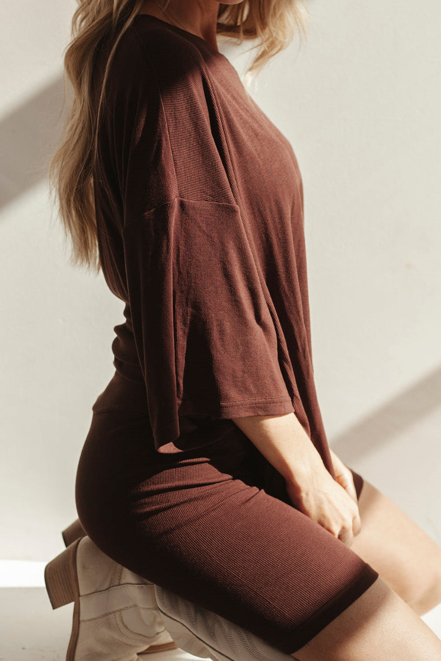 Oversized Tee And Biker Short Set-Original Pajamas