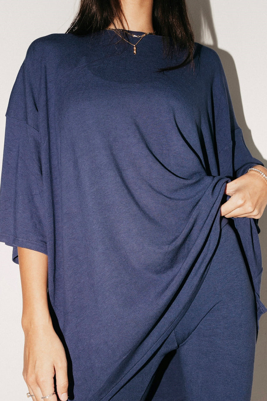 Oversized Tee And Biker Short Set-Original Pajamas