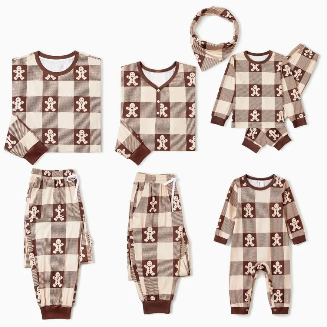 Gingerbread Plaid Family Matching Pajama Set-Original Pajamas