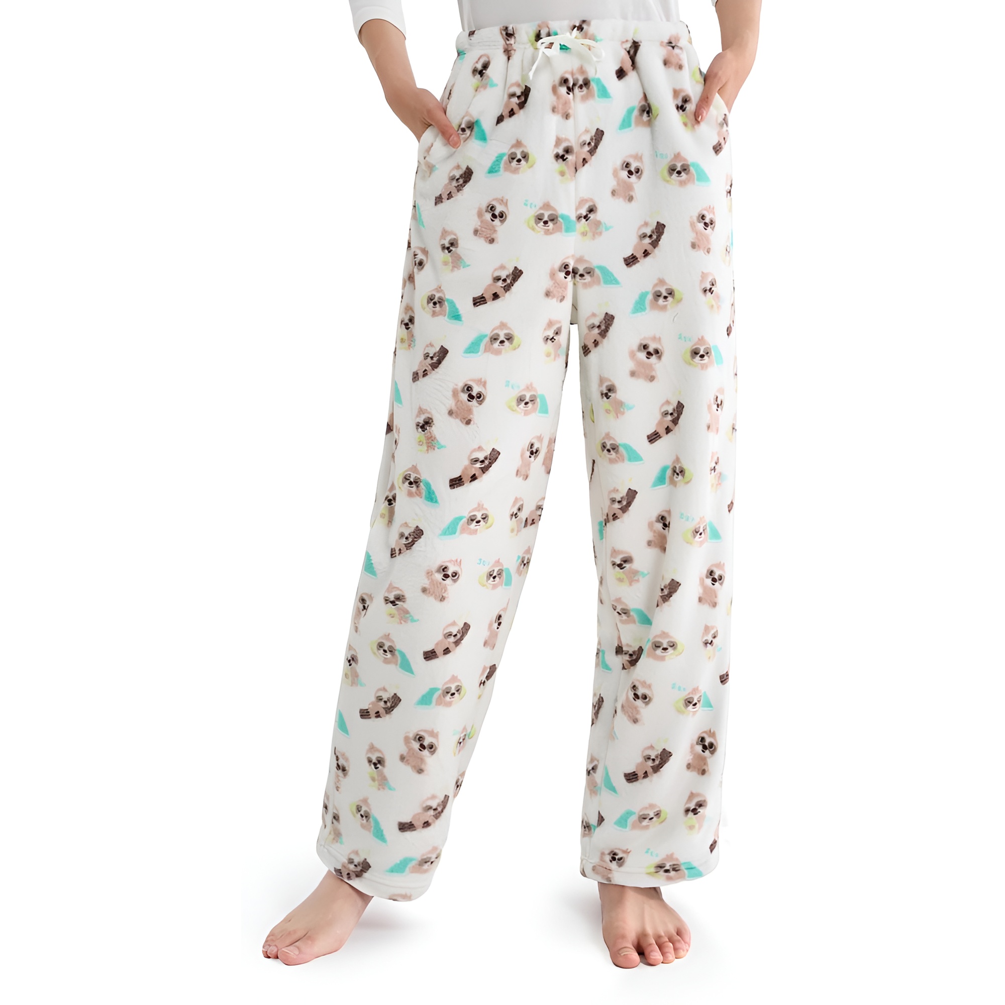 Holiday Print Pajama Pants With Drawstring