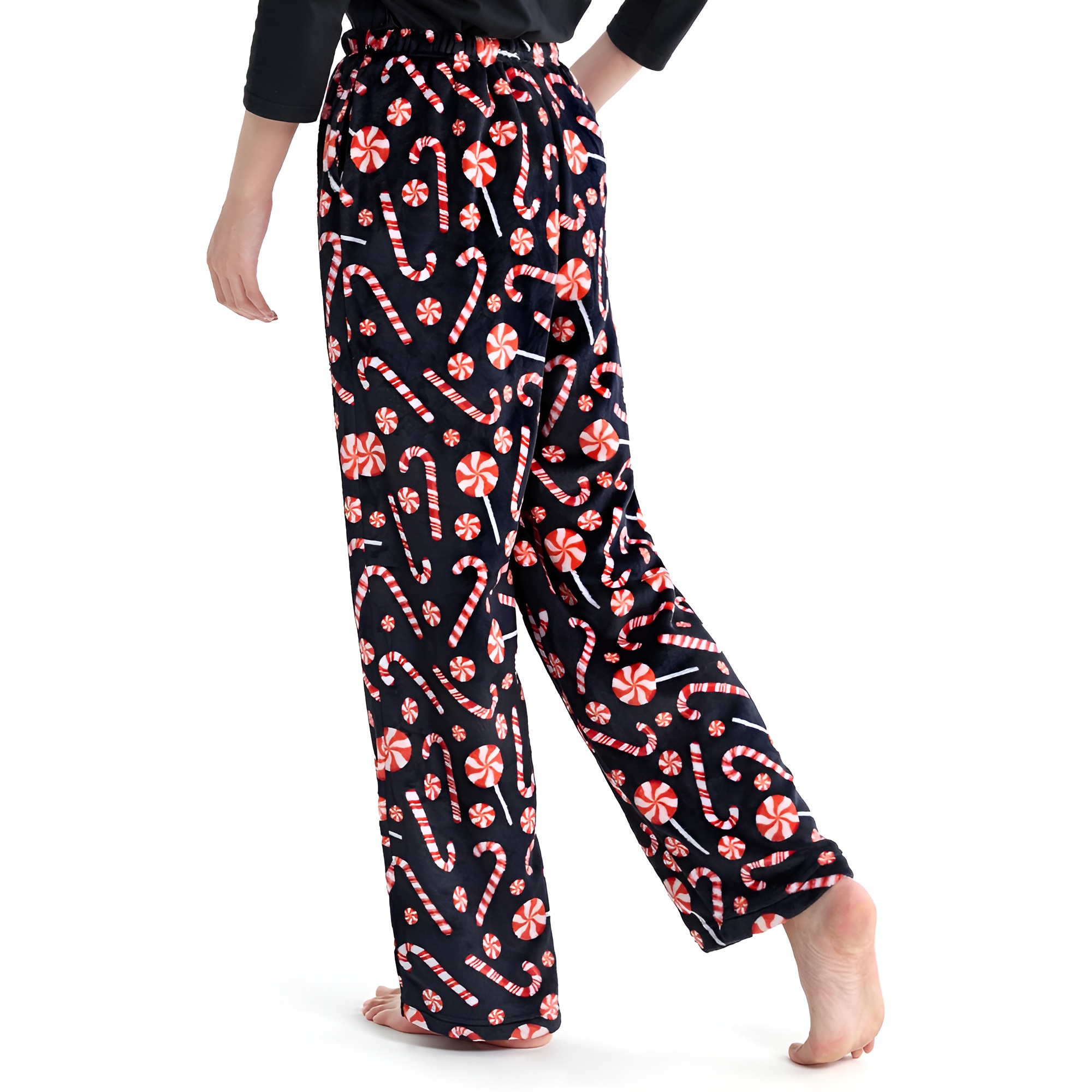 Holiday Print Pajama Pants With Drawstring