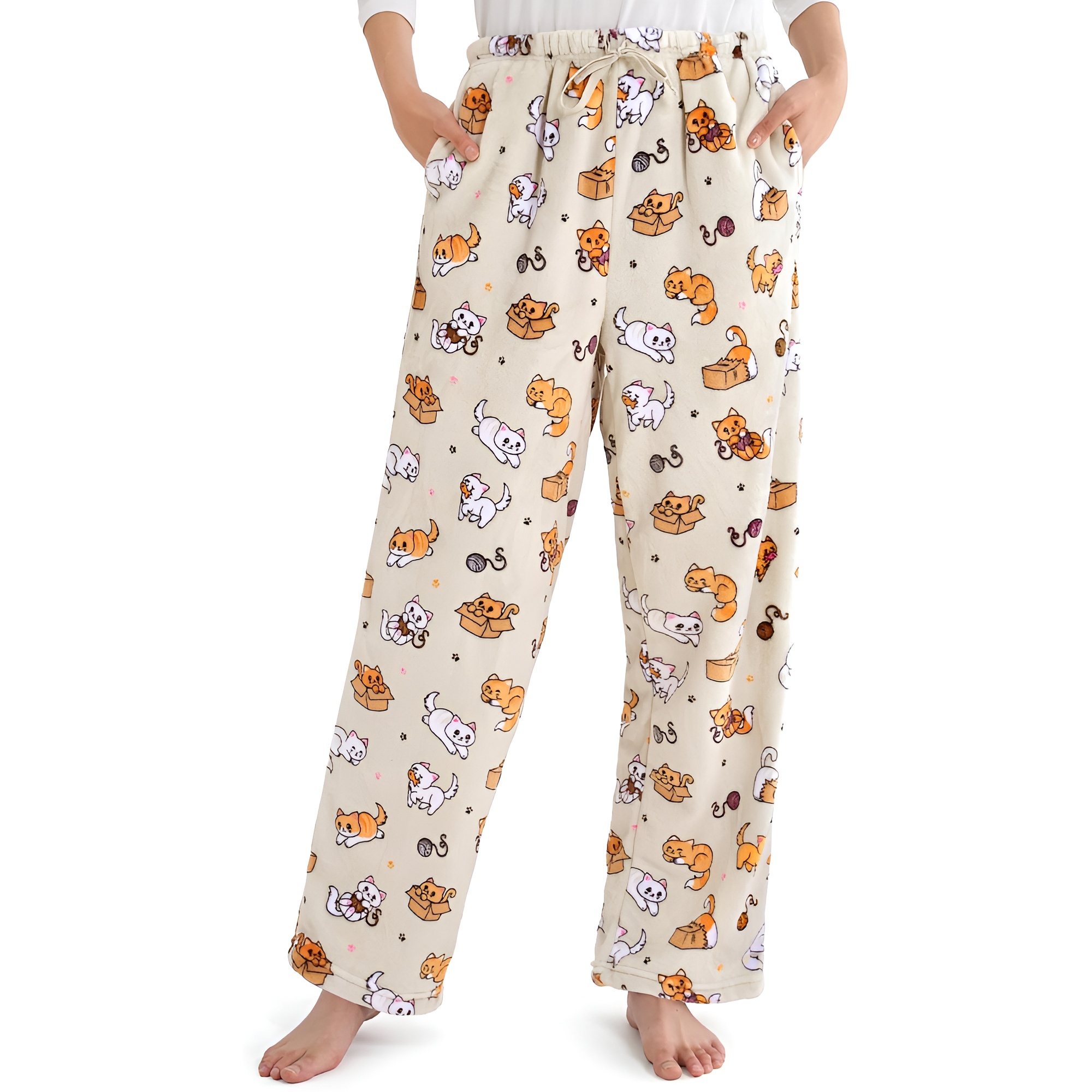 Holiday Print Pajama Pants With Drawstring