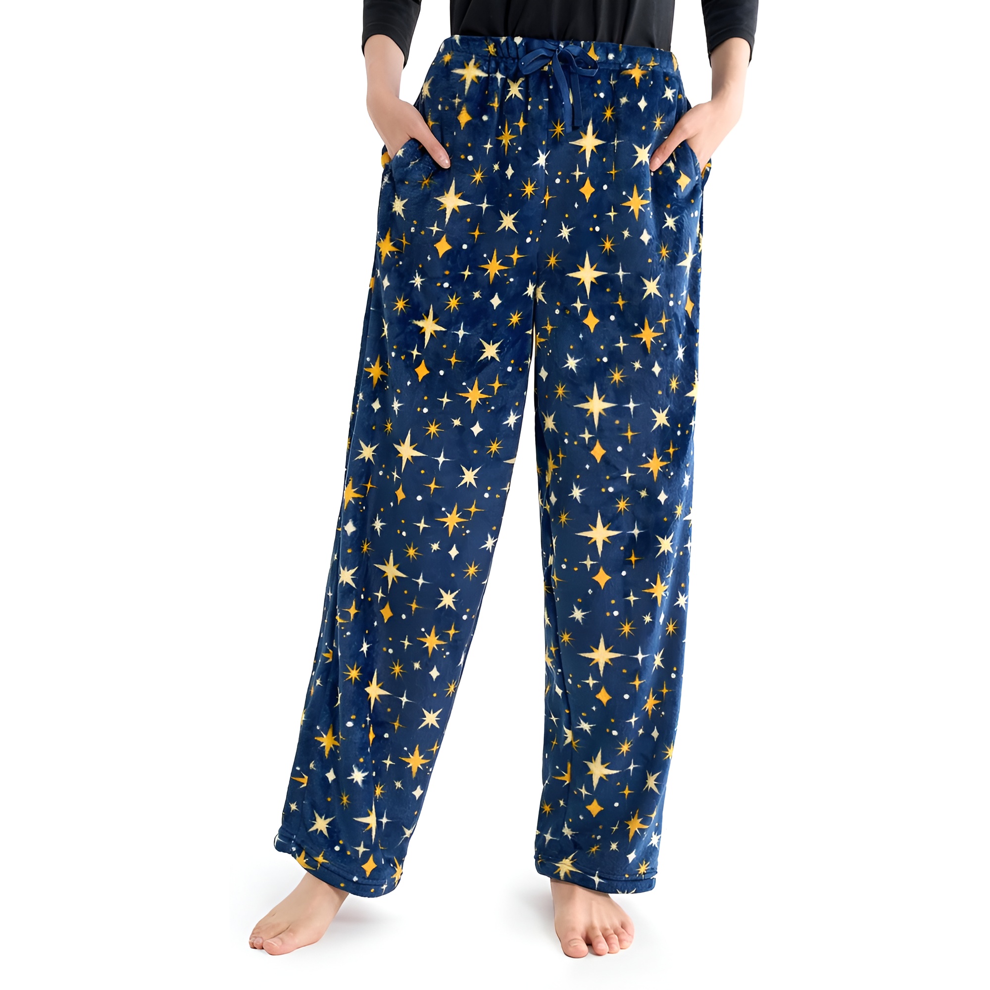 Holiday Print Pajama Pants With Drawstring
