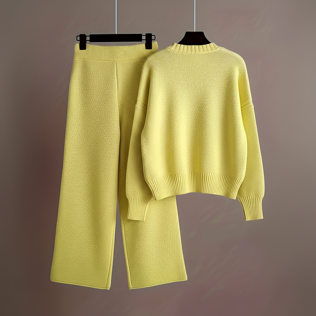 Seed Stitch Knit Sweater Pants Set