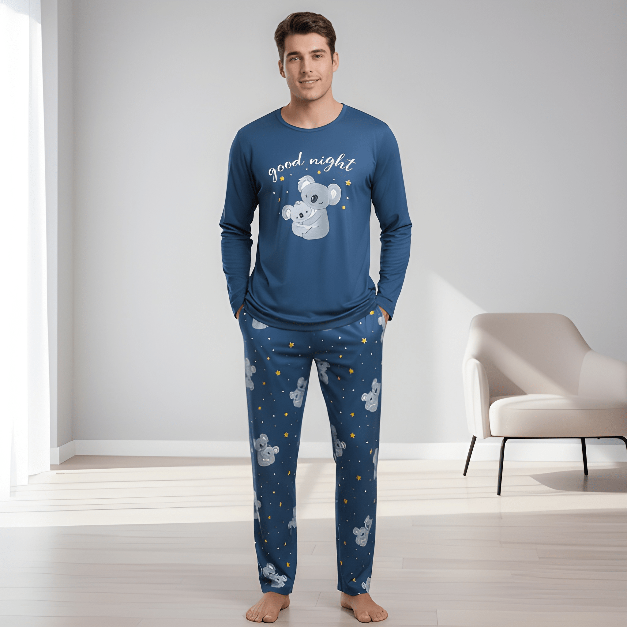 MEN/WOMEN Couple's Homewear Pajama Set, Spring and Autumn Kni