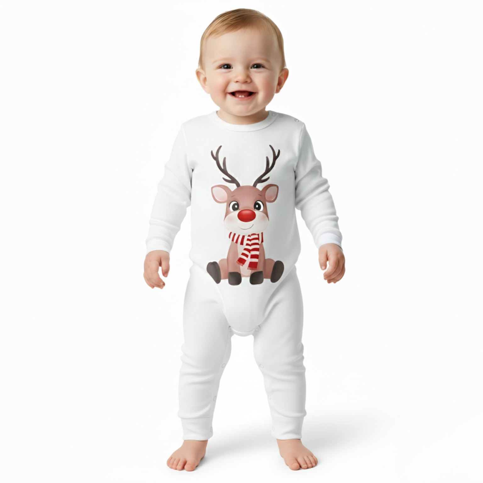 Reindeer Plaid Family Christmas Matching Pajama Set