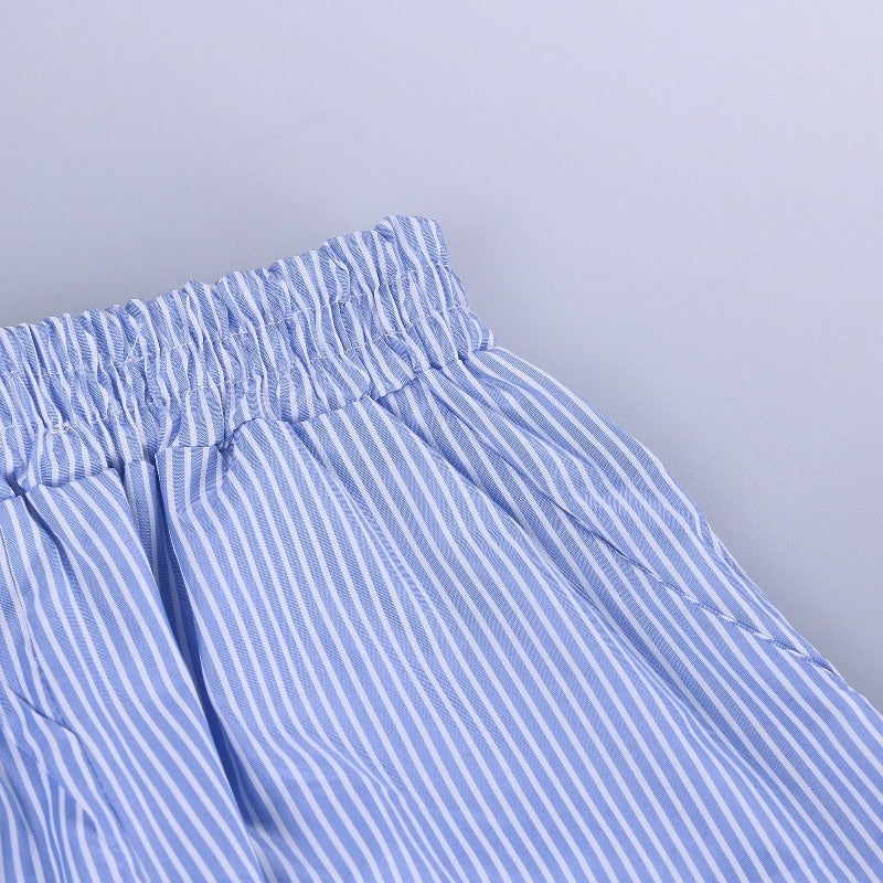 Long-Sleeve Shirt Tops & High Waist Short Set-Original Pajamas