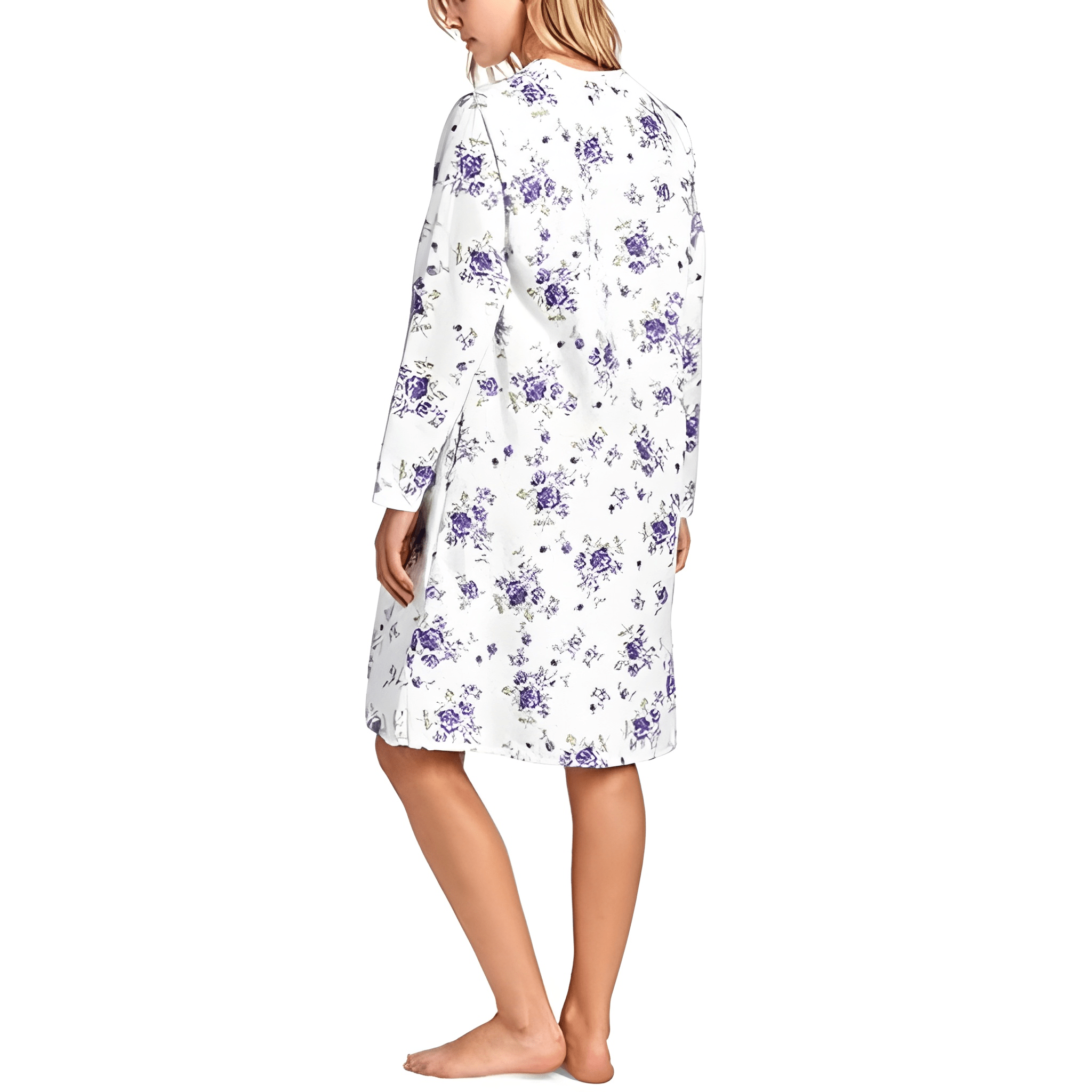 Long Sleeve Flannel Nightgown For Women With Casual Design