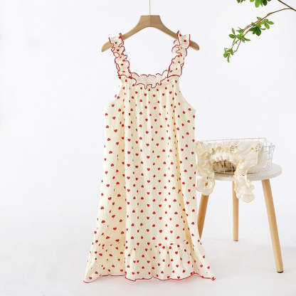 Ladies Cotton Printed Crepe Long Dress-Original Pajamas
