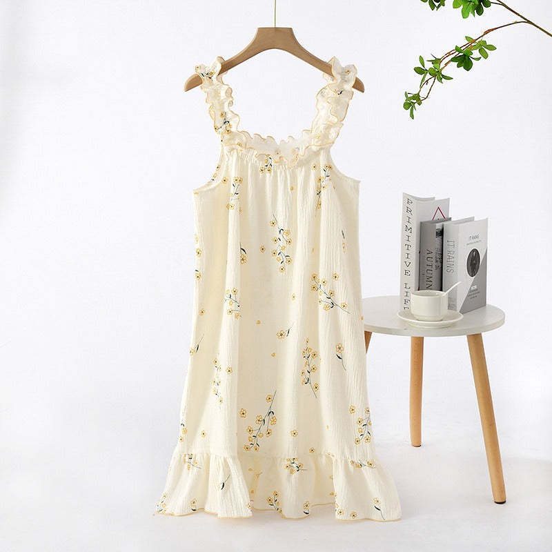 Ladies Cotton Printed Crepe Long Dress-Original Pajamas