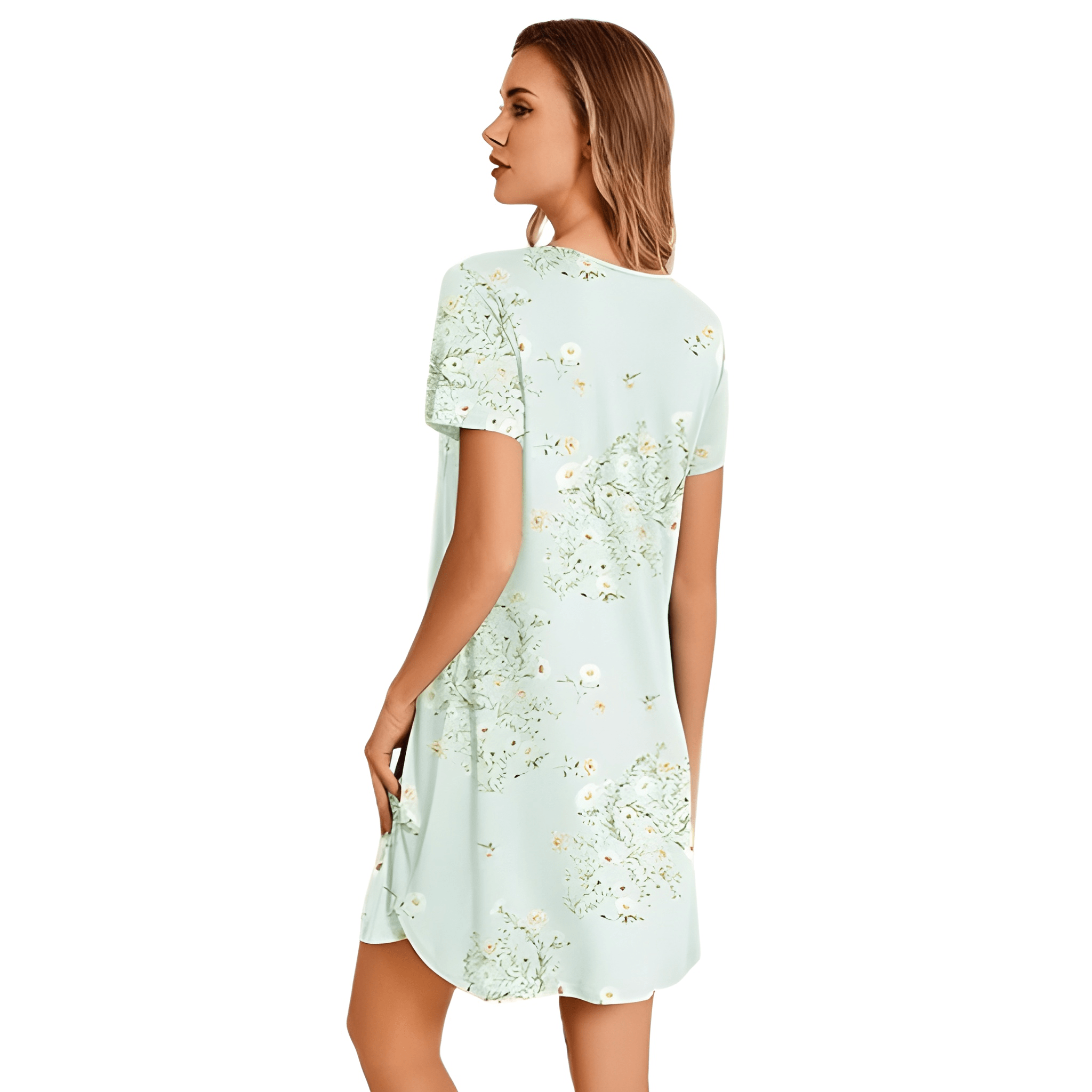 Nightgowns For Women With Pleated Sleep Shirt And Lace Trim