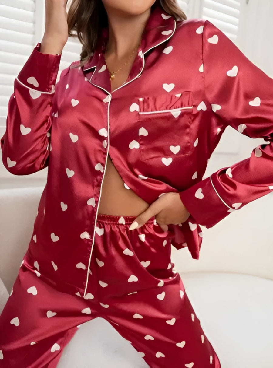 Luxurious Cordate Printed Pajama Set-Original Pajamas