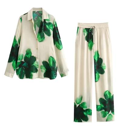 Floral Patterned Comfy Loungewear Set-Original Pajamas