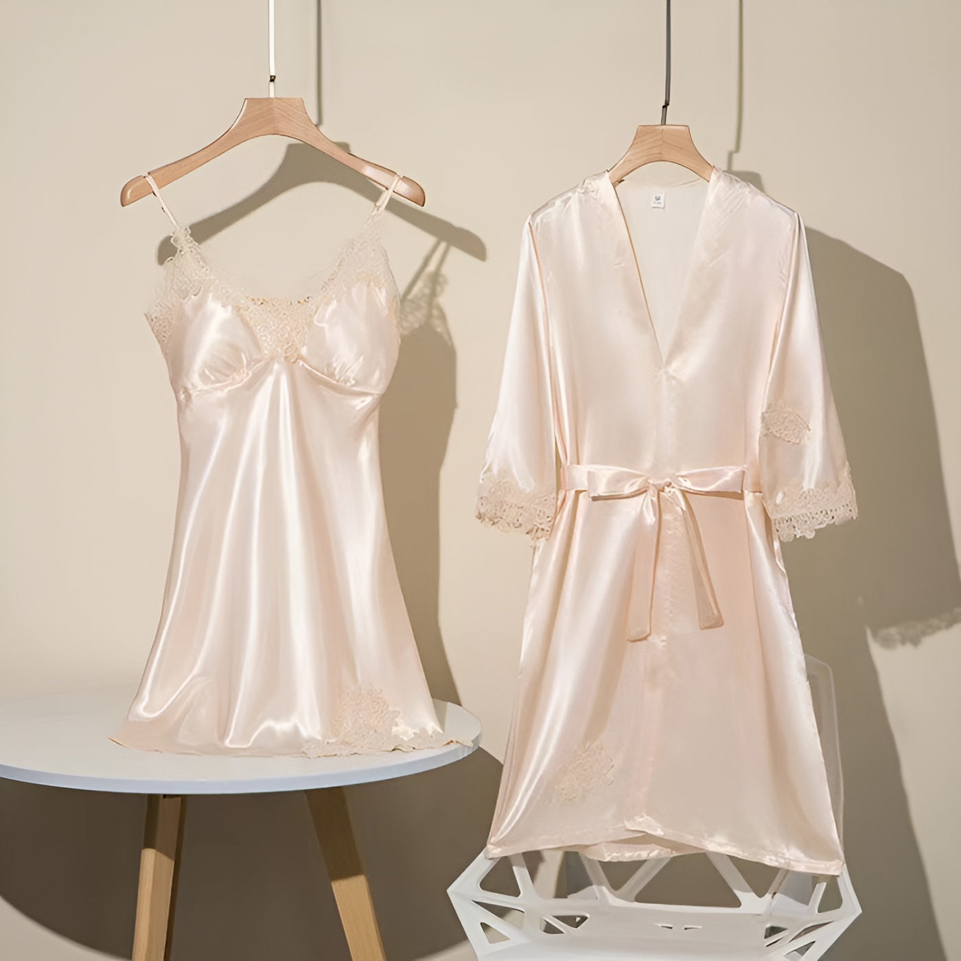 2 Piece Lace Slip Dress And Robe Set-Original Pajamas