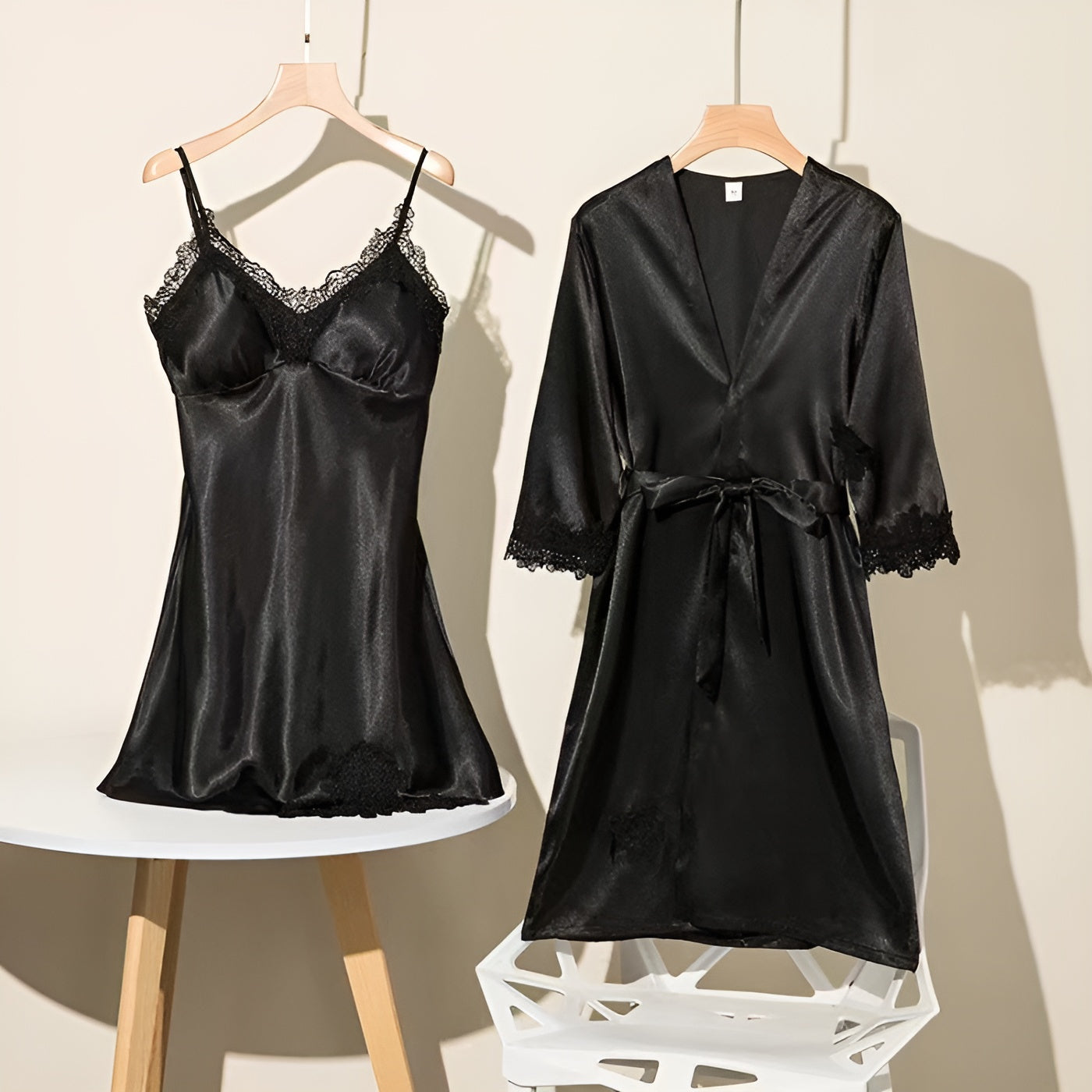 2 Piece Lace Slip Dress And Robe Set-Original Pajamas