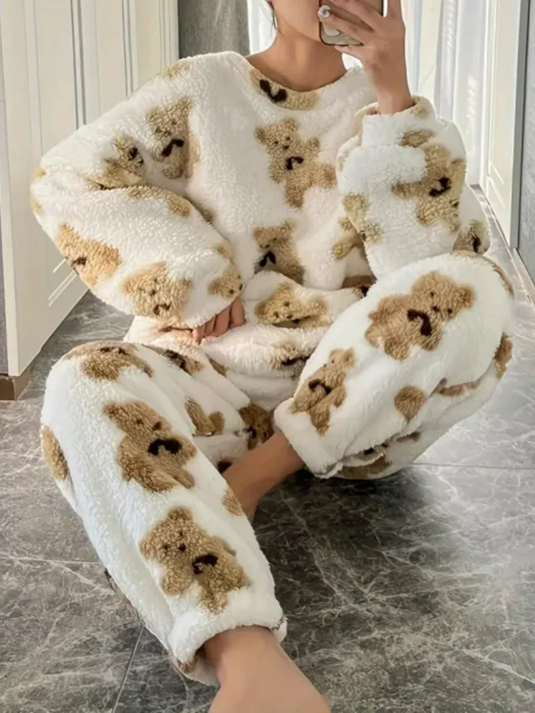 Bear Printed Comfy Pajama Set-Original Pajamas