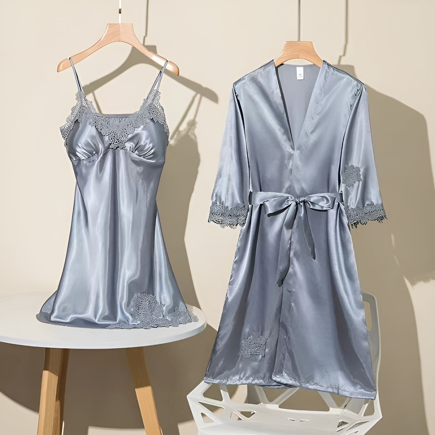 2 Piece Lace Slip Dress And Robe Set-Original Pajamas