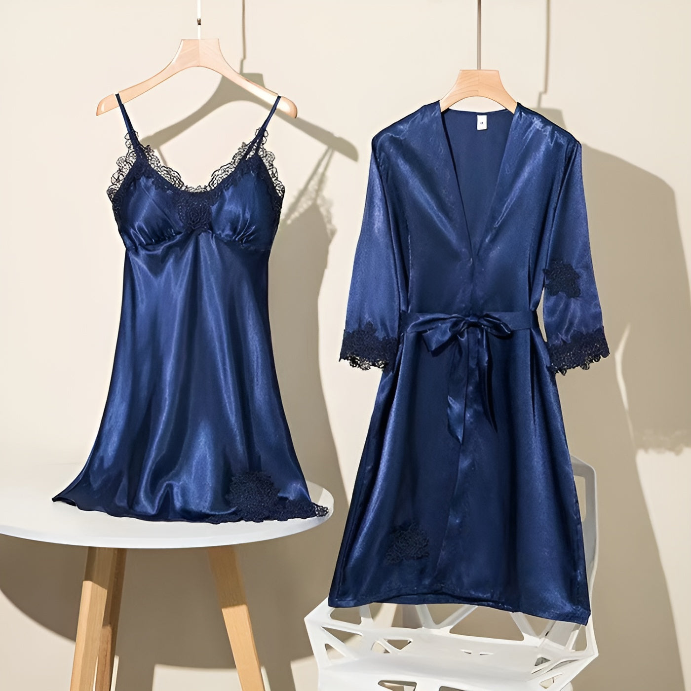 2 Piece Lace Slip Dress And Robe Set-Original Pajamas