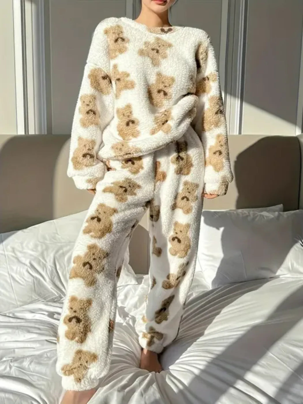 Bear Printed Comfy Pajama Set-Original Pajamas