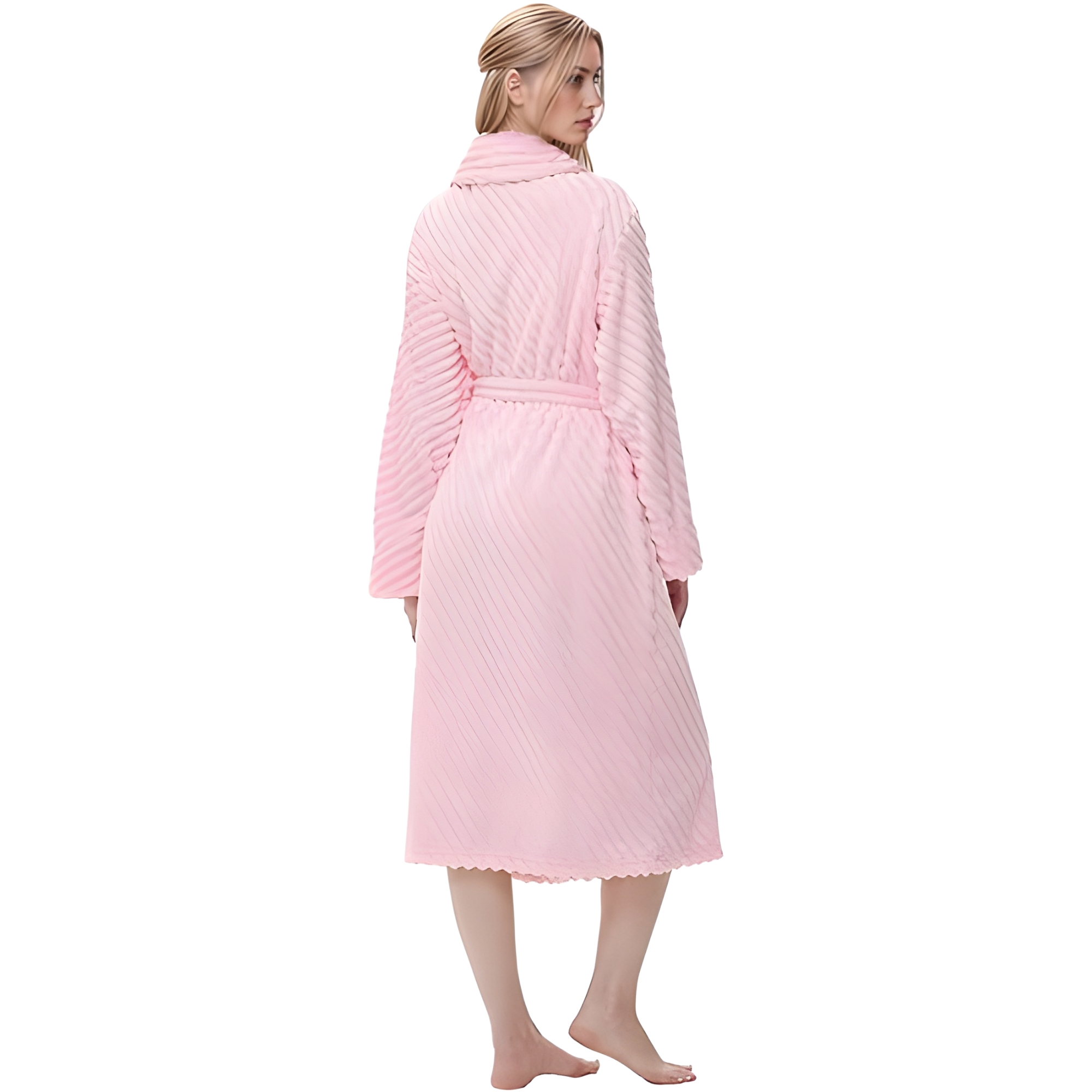 Soft Plush Fleece Long Bathrobe For Women Home Lounge