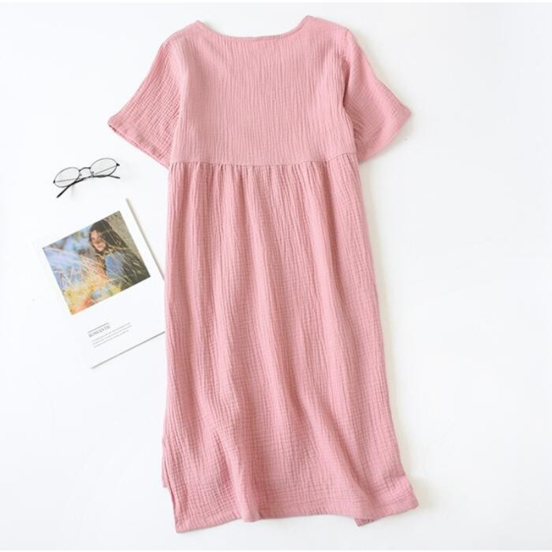 The Summer Solid Gown Cotton Sleepwear For Women-Original Pajamas