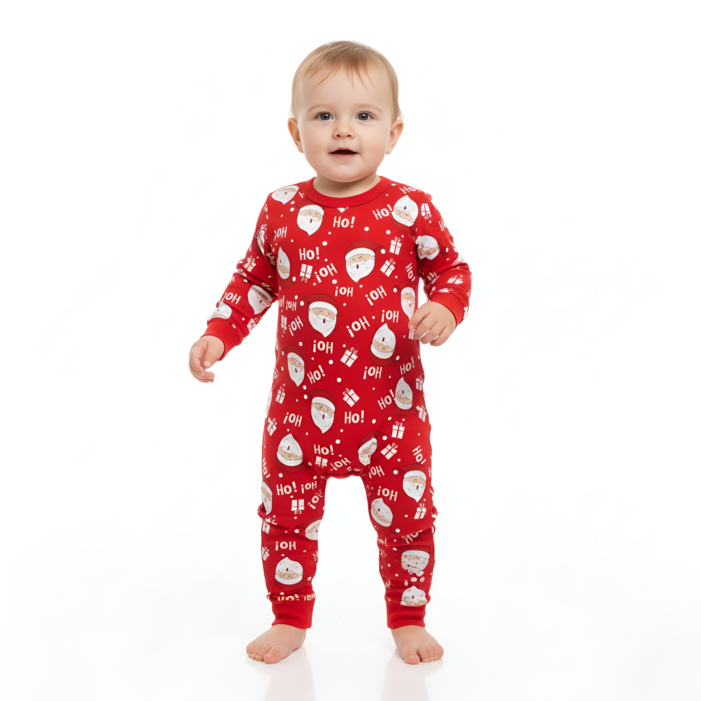 Ho Ho Ho Santa Design Matching Family Christmas Pajamas With Long Sleeve Tops And Loungewear