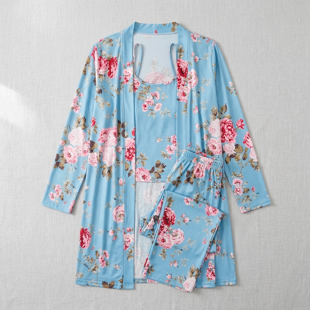 [Copy]Ruffled Satin Long Sleeve Pajama Set